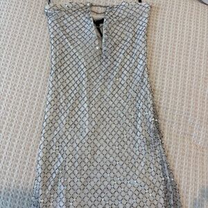 H:ours White Mini Embellished Dress